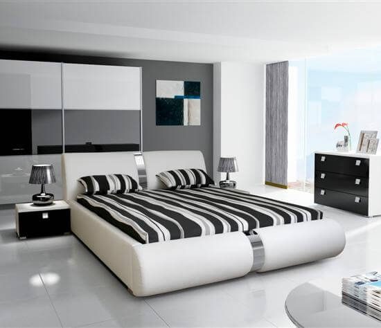 Dormitor RIVA I ALB/NEGRU