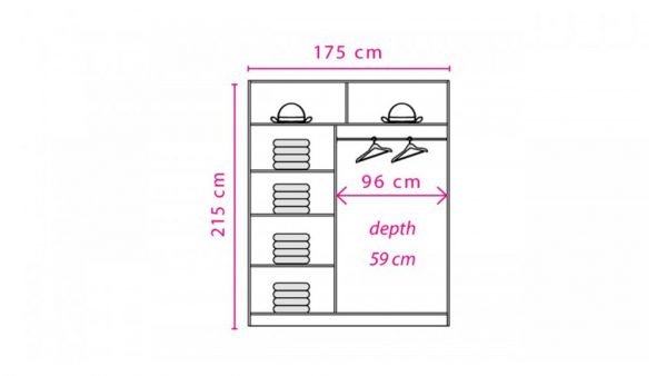 Dulap dormitor cu oglinda EFFECT EF4-175 - imagine 2