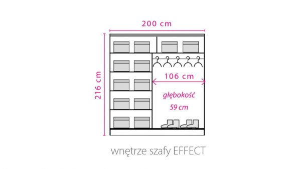 Dulap dormitor cu oglinda EFFECT EF1-200 - imagine 2